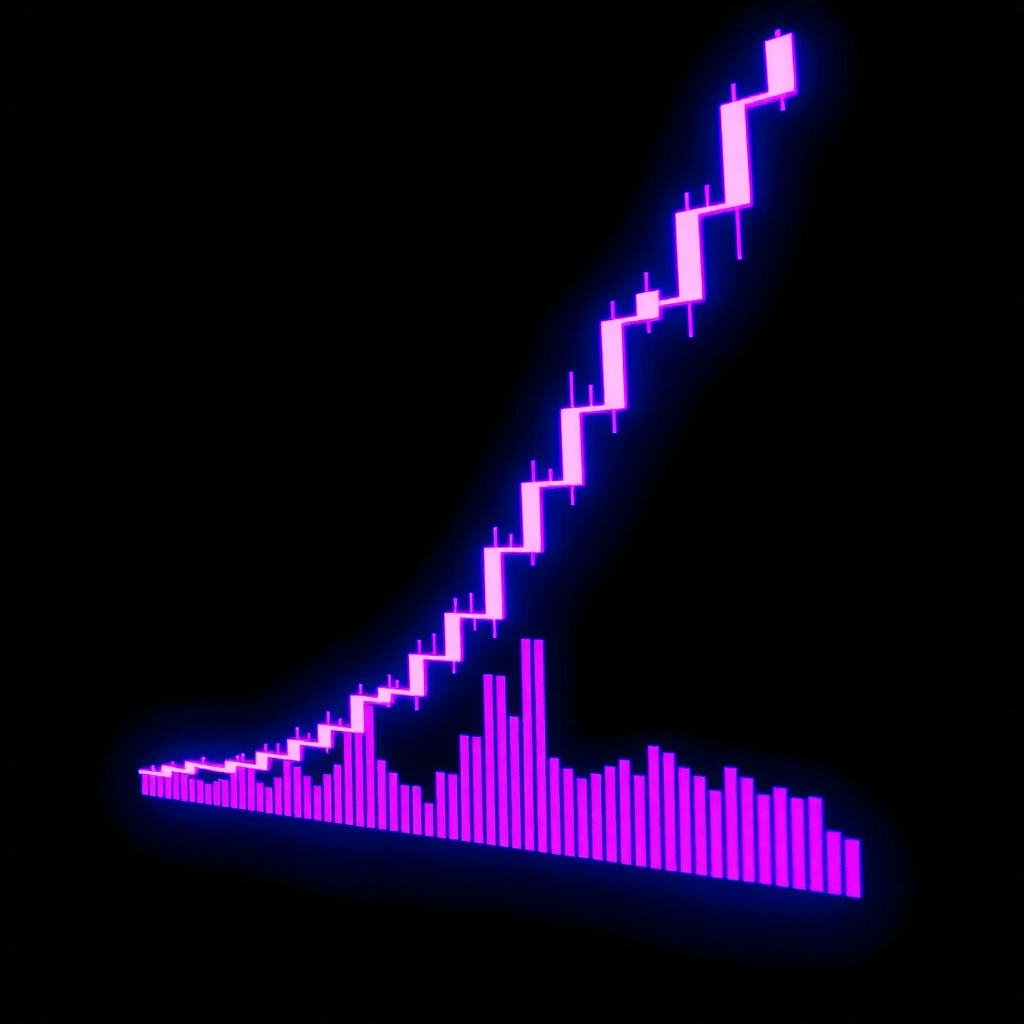 Gráfico de velas japonesas ascendente estilo neón