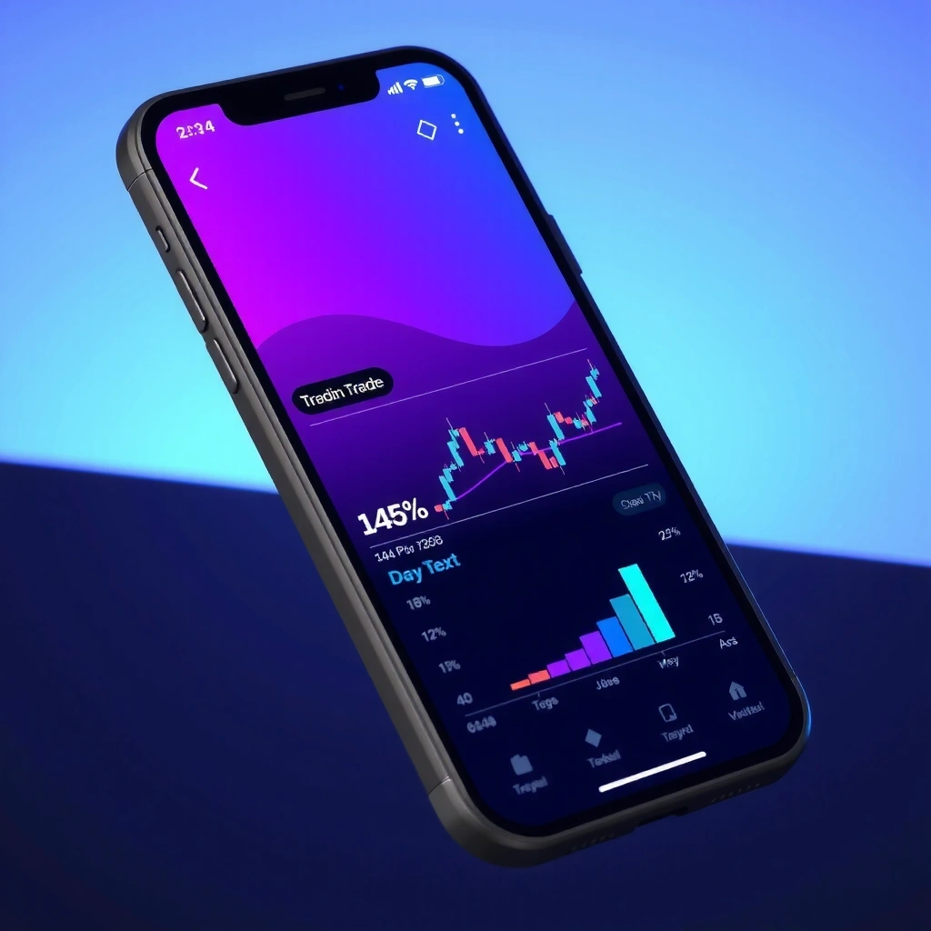 Smartphone mostrando interfaces abstractas de la aplicación